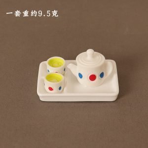 14 Pcs/set Vintage Sil And Wooden Colorful Miniature Dollhouse Teapot And Cup Set