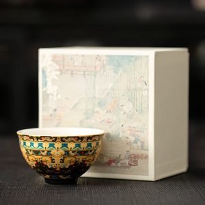 5.1 Fl Oz/150 Ml Tibetan Style White Jade Porcelain Chinese Bone China Chawan Tea Cup