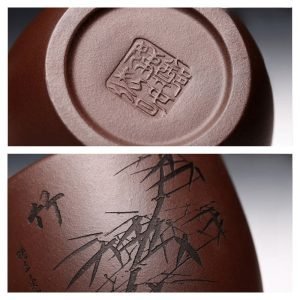 5.7 Fl Oz/170 Ml Carved Botanical Pattern Zisha Yixing Purple Clay Tea Set