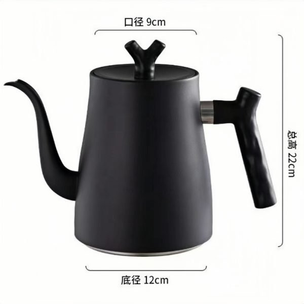 50.7 Fl Oz /1500 Ml Black And White Vintage Stainless Steel Gooseneck Teapots With Wooden Handle