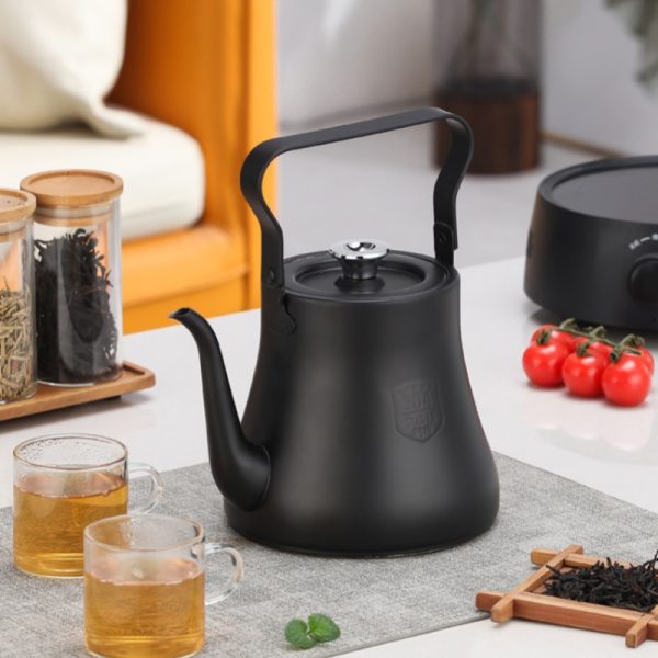 50.7 Fl Oz/1500 Ml Large Golden And Black Best Gooseneck Teapot Stainless Steel Infuser