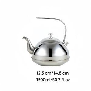 50.7 Fl Oz /1500 Ml Silver And Golden Stainless Steel Gooseneck Teapot Vintage For Boiling Water