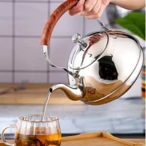 50.7 Fl Oz-67.6 Fl Oz Best Vintage Large Gooseneck Stainless Steel Infuser Teapot With Wooden Handle