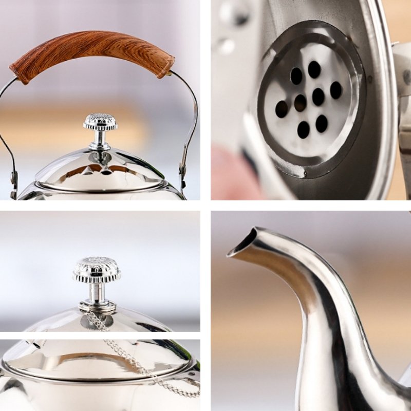 50.7 Fl Oz-67.6 Fl Oz Best Vintage Large Gooseneck Stainless Steel Infuser Teapot With Wooden Handle 50.7 Fl Oz-67.6 Fl Oz Best Vintage Large Gooseneck Stainless Steel Infuser Teapot With Wooden Handle