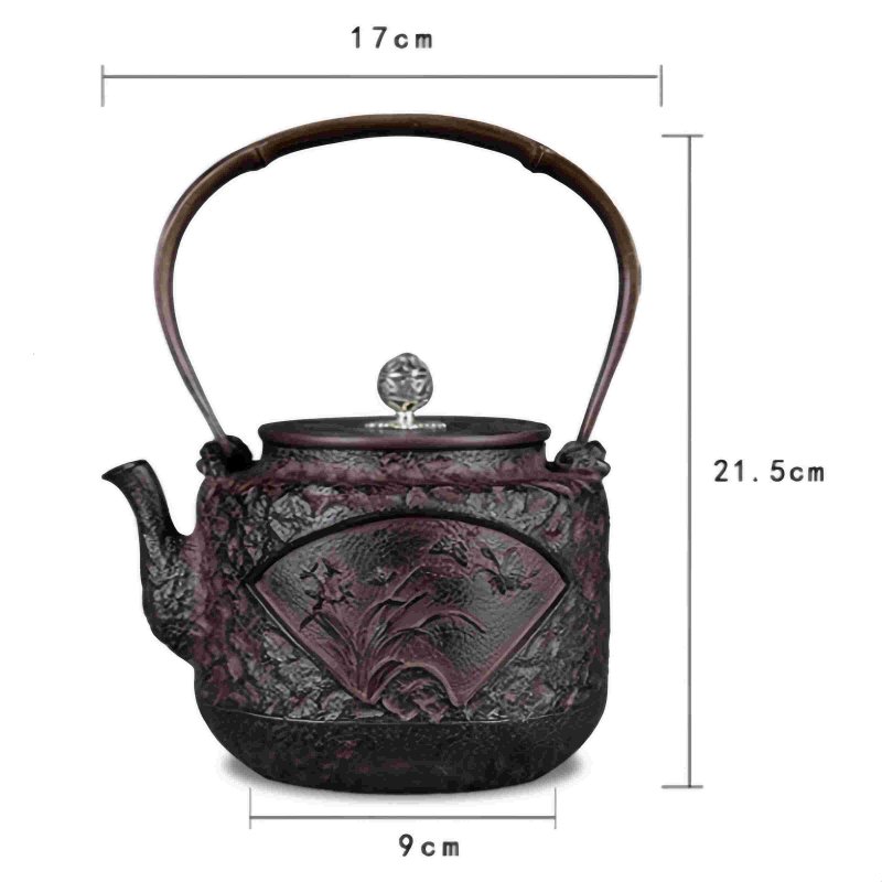 40.6 Fl Oz Handmade Black Crab Pattern Cast Iron Asian Teapot Vintage 40.6 Fl Oz Handmade Black Crab Pattern Cast Iron Asian Teapot Vintage