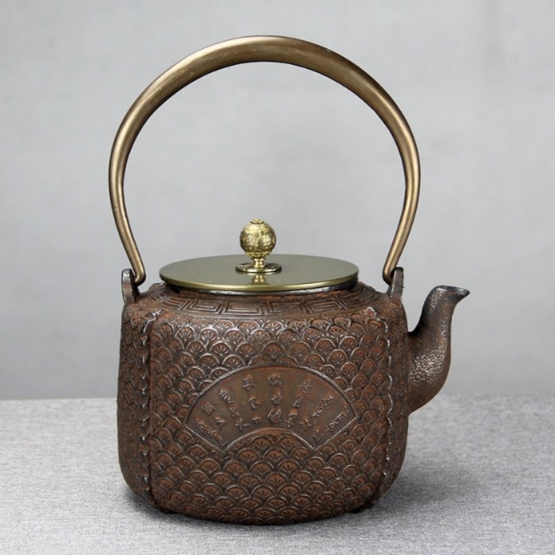 40.6 Fl Oz Handmade Black Crab Pattern Cast Iron Asian Teapot Vintage 40.6 Fl Oz Handmade Black Crab Pattern Cast Iron Asian Teapot Vintage