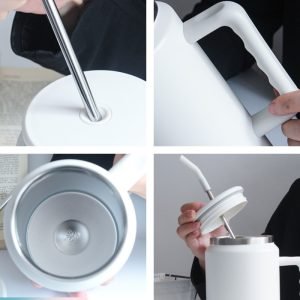 42.3 Fl Oz/1250 Ml Gradient Color Large Tumbler Cup Stainless With Portable Handle And Straw