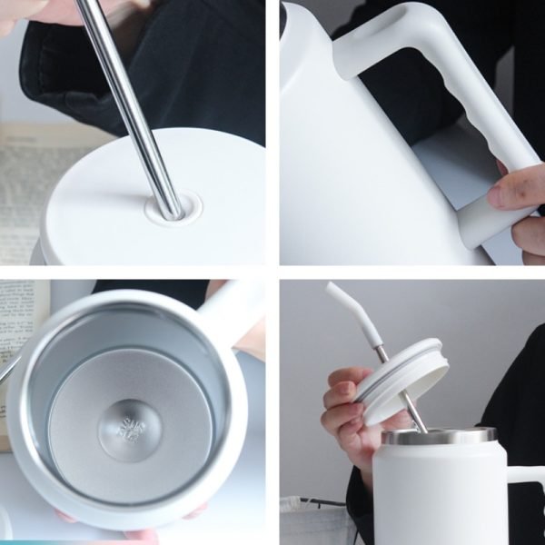 42.3 Fl Oz/1250 Ml Gradient Color Large Tumbler Cup Stainless With Portable Handle And Straw