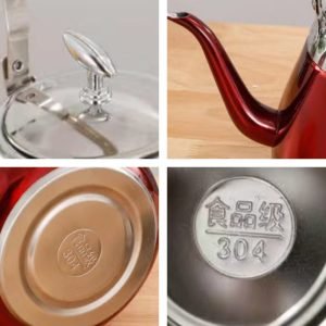 50.7 Fl Oz/1500 Ml Best Red And Yellow Vintage Stainless Steel Gooseneck Teapots With Infuser