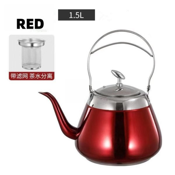 50.7 Fl Oz/1500 Ml Best Red And Yellow Vintage Stainless Steel Gooseneck Teapots With Infuser