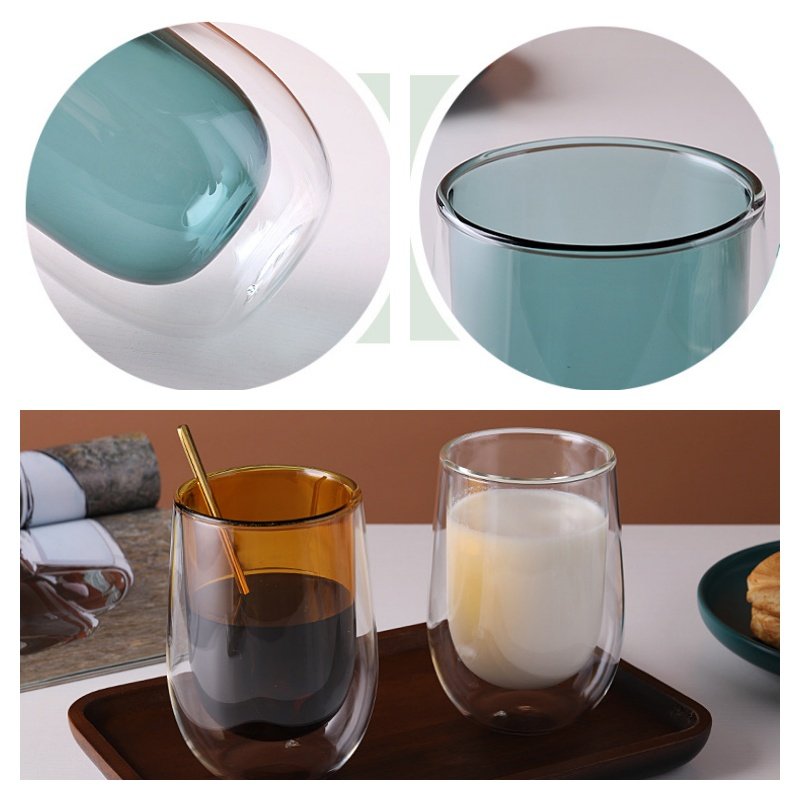 6.8 Fl Oz-13.5 Fl Oz Colorful Heat Resistant Double Wall Blue Glass Tea And Milk Coffee Mug 6.8 Fl Oz-13.5 Fl Oz Colorful Heat Resistant Double Wall Blue Glass Tea And Milk Coffee Mug