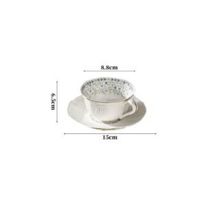 6.8 Fl Oz/200 Ml Vintage Elegant Hand Painted Flower Bone China Porcelain Tea Cups And Saucers Set Of 4