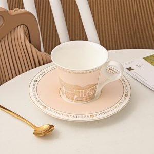 6.8 Fl Oz/200 Ml Luxurious Buckingham Palace English Bone China Tea Cup And Saucer Gift Set
