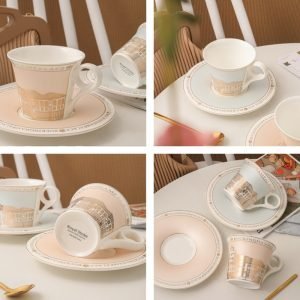 6.8 Fl Oz/200 Ml Luxurious Buckingham Palace English Bone China Tea Cup And Saucer Gift Set