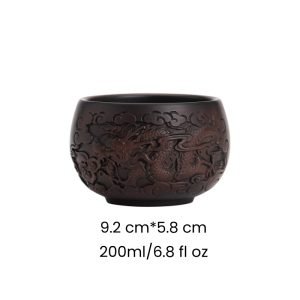 6.8 Fl Oz/200 Ml Purple Pottery Antique Lotus And Dragon Theme Kung Fu Tea Ceremony Master Cups