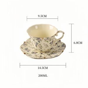6.8 Fl Oz/200 Ml Refreshing Pastoral Style Hand Painted Floral Tea Cups And Saucers Set