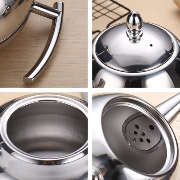 67.6 Fl Oz/2000 Ml Large Vintage Stainless Steel Tea And Coffee Teapot With Infuser For Stove