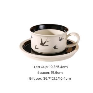 6.8 Fl Oz/200 Ml Vintage Rose Flower Bone China Porcelain Coffee Tea Cups And Saucers Set Of 12