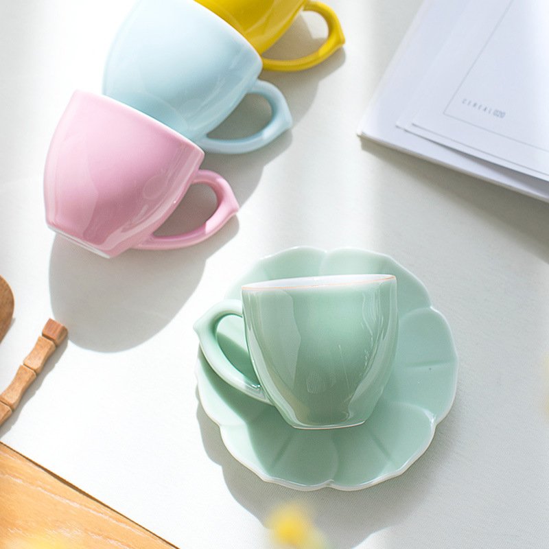 8.8 Fl Oz/260 Ml Premium Celadon Porcelain Tea Cup And Saucer Gift Set Of 2 8.8 Fl Oz/260 Ml Premium Celadon Porcelain Tea Cup And Saucer Gift Set Of 2