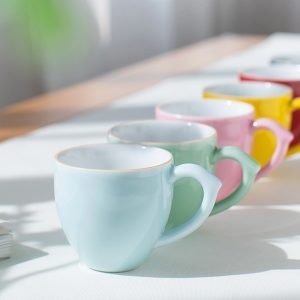 8.8 Fl Oz/260 Ml Premium Celadon Porcelain Tea Cup And Saucer Gift Set Of 2