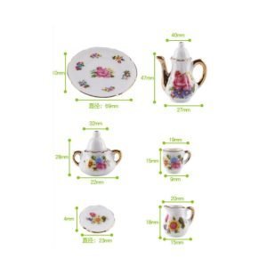 14 Pcs/set Vintage Sil And Wooden Colorful Miniature Dollhouse Teapot And Cup Set