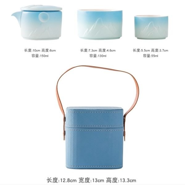 Orange Peanut Shaped Ceramic Portable Tea Set Travel Case For One