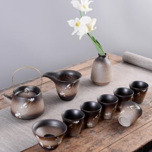 Antique Hand Painted Plum Blossom Ceramic Japanese Tea Set Gift