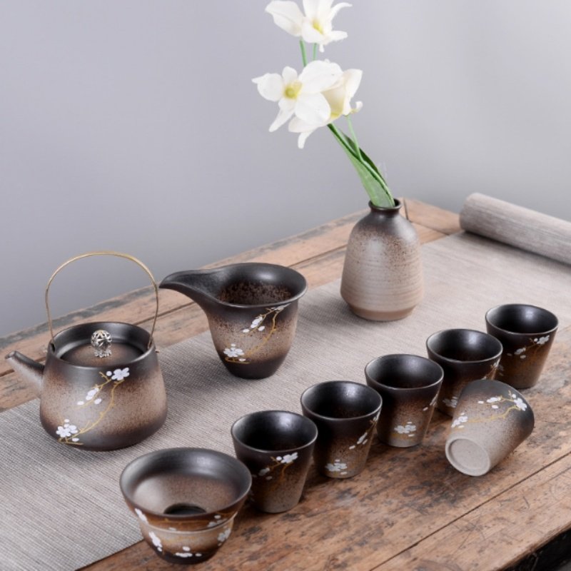 Antique Hand Painted Plum Blossom Ceramic Japanese Tea Set Gift Antique Hand Painted Plum Blossom Ceramic Japanese Tea Set Gift