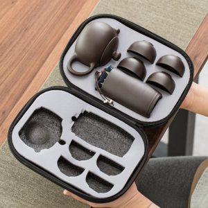 Sea Wave And Fish Theme White Porcelain Portable Travel Tea And Coffee Set