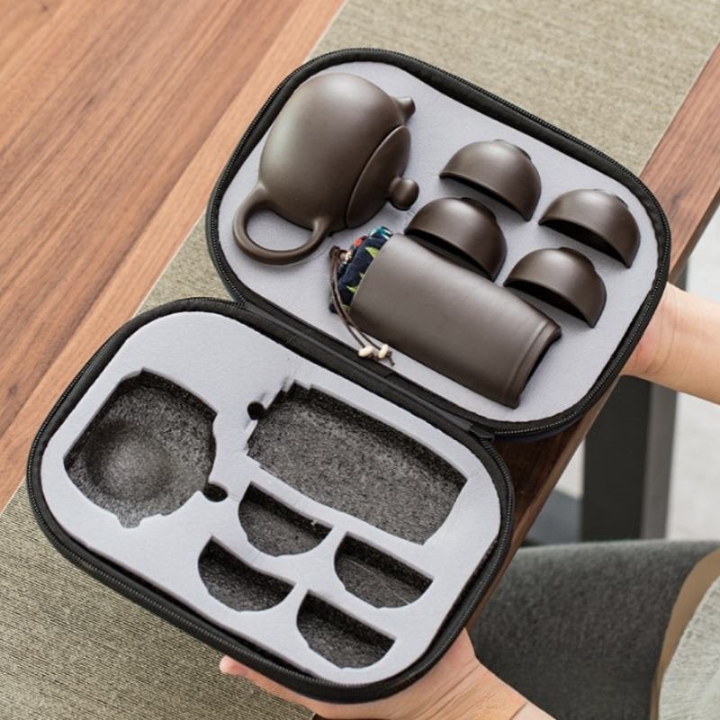 Sea Wave And Fish Theme White Porcelain Portable Travel Tea And Coffee Set Sea Wave And Fish Theme White Porcelain Portable Travel Tea And Coffee Set