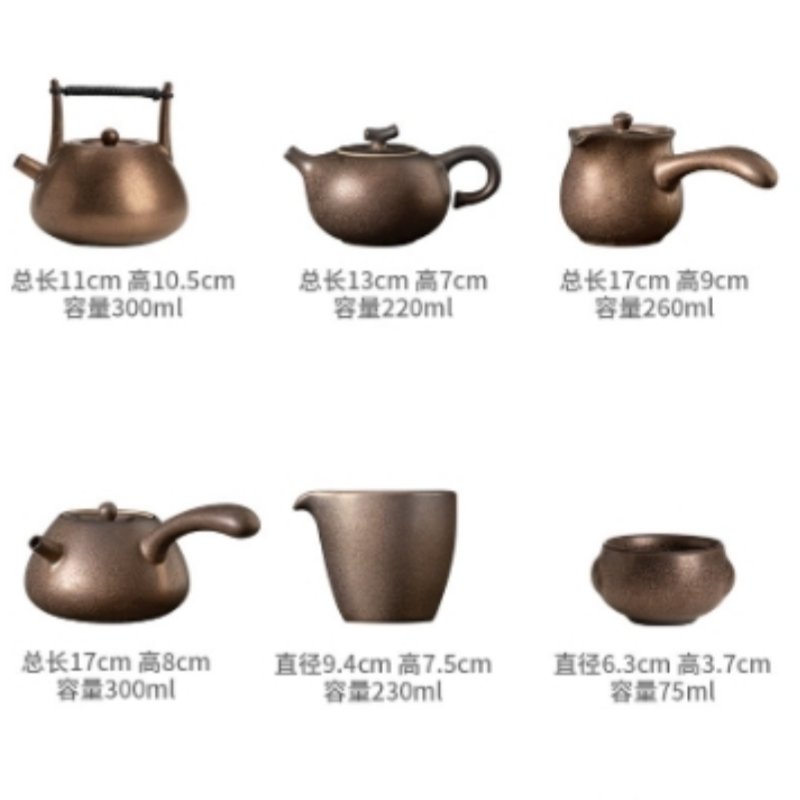 Best Gold-glazed Iron Pottery Valuable Antique Tea Set Japanese Best Gold-glazed Iron Pottery Valuable Antique Tea Set Japanese