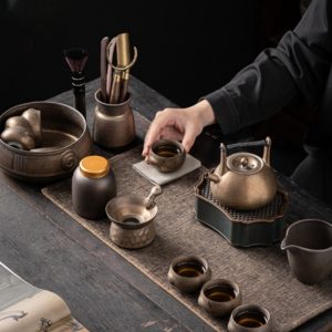 Best Gold-glazed Iron Pottery Valuable Antique Tea Set Japanese