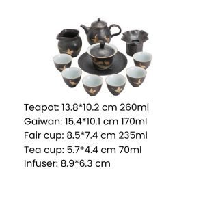 Black Pottery Handmade Valuable Japanese Tea Service Set