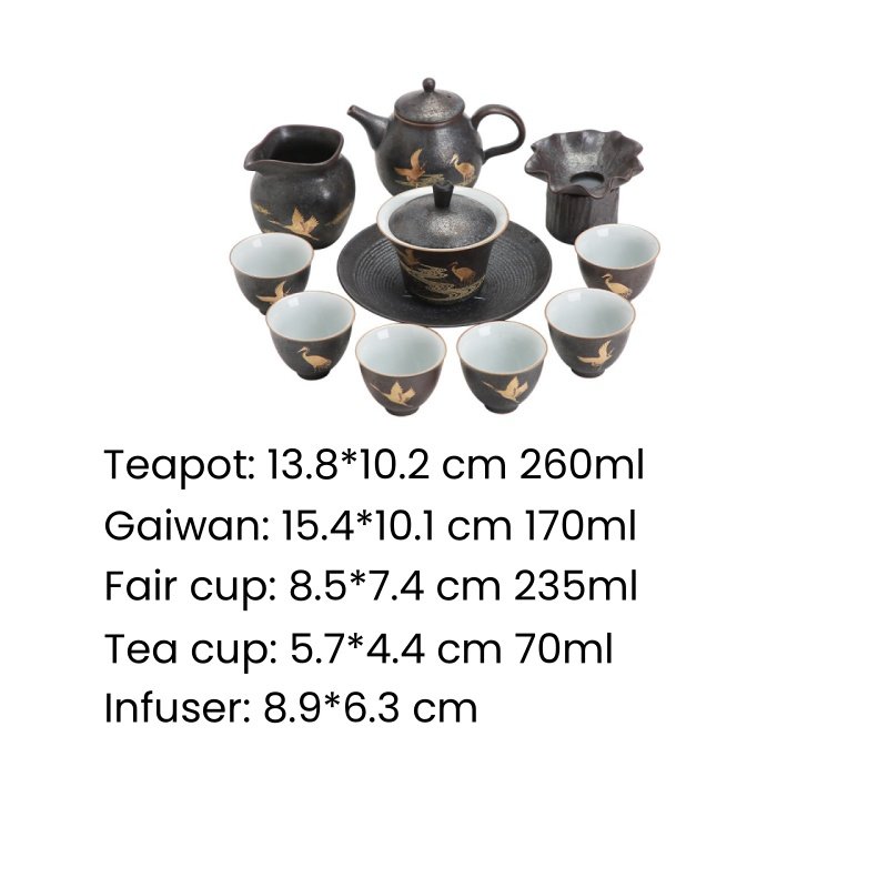 Black Pottery Handmade Valuable Japanese Tea Service Set Black Pottery Handmade Valuable Japanese Tea Service Set