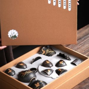 Black Pottery Handmade Valuable Japanese Tea Service Set