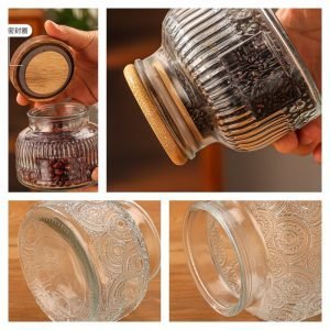 Big Vintage Relievo Glass Mason Candy Buffet Decorative Candy Table Jars In Bulk With Lid For Party