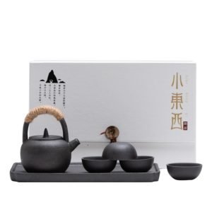 Black Pottery Handmade Valuable Japanese Tea Service Set