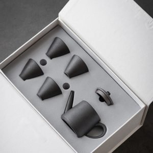 Black Pottery Handmade Valuable Japanese Tea Service Set