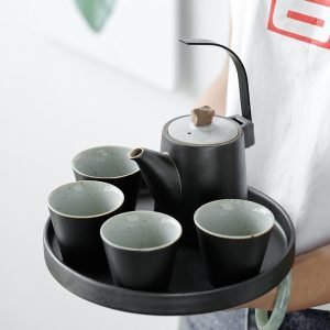 Antique Ice Crackle Glaze Lotus Seedpod Ceramic Japanese Tea Set