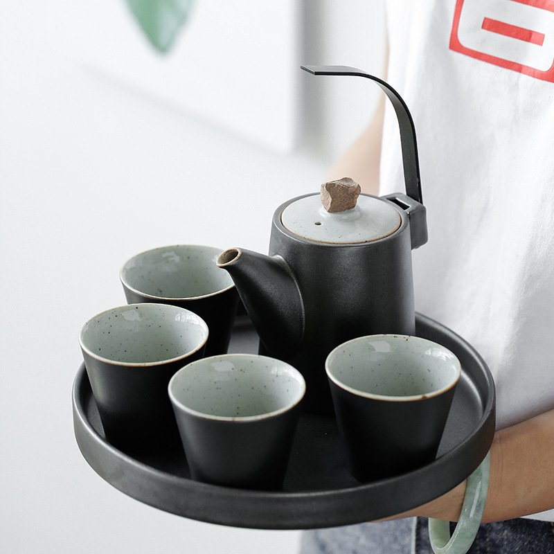 Antique Ice Crackle Glaze Lotus Seedpod Ceramic Japanese Tea Set Antique Ice Crackle Glaze Lotus Seedpod Ceramic Japanese Tea Set