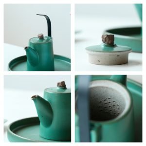 Antique Ice Crackle Glaze Lotus Seedpod Ceramic Japanese Tea Set
