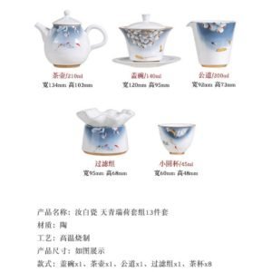 Antique Ice Crackle Glaze Lotus Seedpod Ceramic Japanese Tea Set