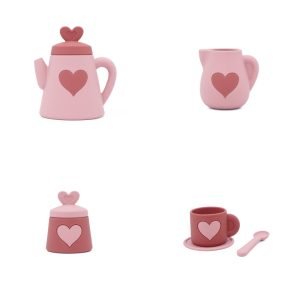 Rainbow Magic Unicorn Kids Afternoon Tinplate Metal Tea Set For Little Girls With Portable Gift Box