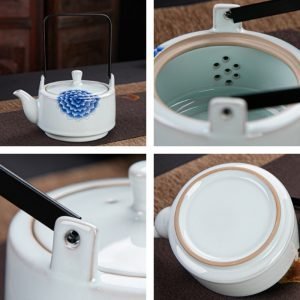 Black Pottery Handmade Valuable Japanese Tea Service Set