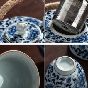 Blue And White Porcelain Traditional Japanese Tea Ceremony Gift Set