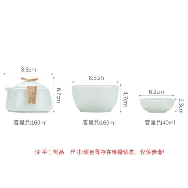 Celadon Porcelain Best Travel Tea For One Set With Portable Bag/case