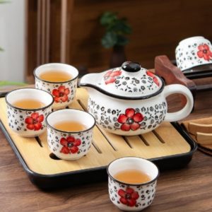 Ceramic Hand Painted Colorful Traditional Japanese Blossom Tea Set