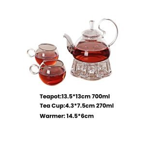 Transparent Clear Glass Heat Resistant Tea Set For Blooming Tea