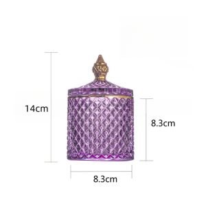 Colorful With Gold Detailing Glass Candy Jars For Candy Table With Lid