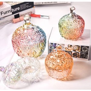 Crown Vintage Glass Decorative Christmas Dollar Tree Candy Jars With Lid